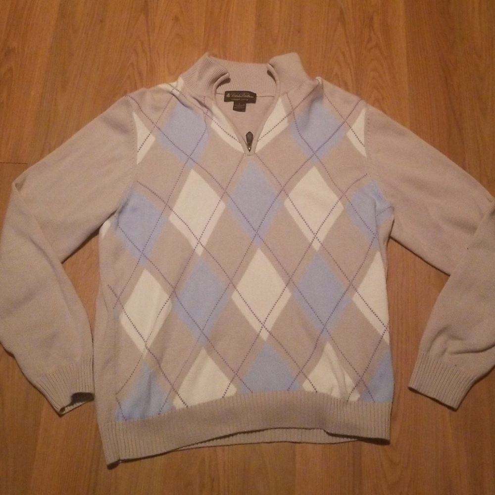 🔥Brooks brothers 1/4 zip Argyle Sweater size L
